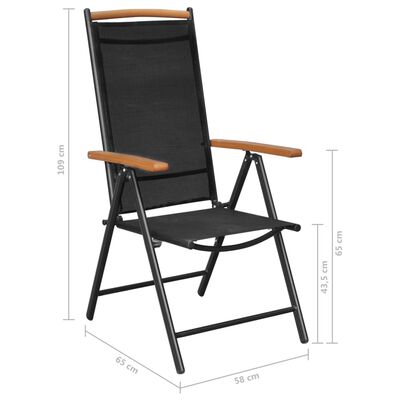 vidaXL Folding Patio Chairs 6 pcs Textilene Black