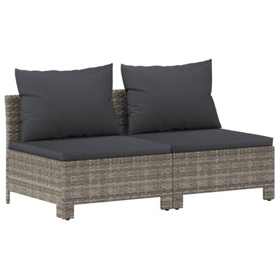 vidaXL 8 Piece Patio Lounge Set with Cushions Gray Poly Rattan