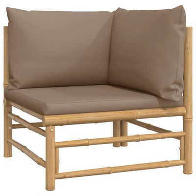 vidaXL 8 Piece Patio Lounge Set with Taupe Cushions Bamboo