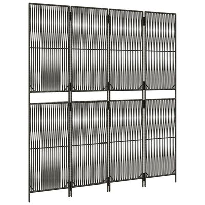 vidaXL Room Divider 4 Panels Gray Poly Rattan