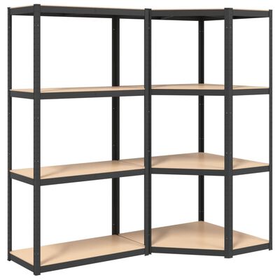 vidaXL 4-Layer Shelves 2 pcs Anthracite Steel&Engineered Wood