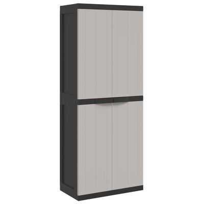 vidaXL Outdoor Storage Cabinet Gray and Black 25.6"x14.6"x65" PP