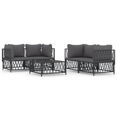 vidaXL 5 Piece Patio Lounge Set with Cushions Anthracite Steel