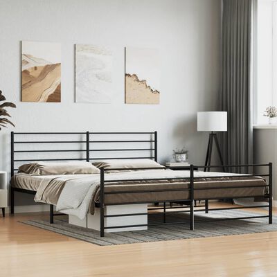 vidaXL Metal Bed Frame without Mattress with Footboard Black 72"x83.9"