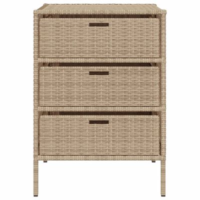 vidaXL Patio Storage Cabinet Beige 21.7"x23.2"x31.5" Poly Rattan