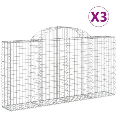 vidaXL Arched Gabion Baskets 3 pcs 78.7"x11.8"x39.4"/47.2" Galvanized Iron