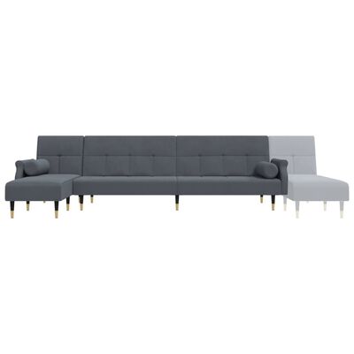 vidaXL L-shaped Sofa Bed Dark Gray 106.7"x55.1"x27.6" Velvet