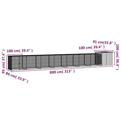 vidaXL Chicken Cage Anthracite 315"x35.8"x39.4" Galvanized Steel