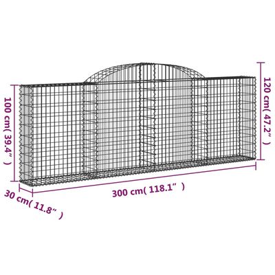 vidaXL Arched Gabion Baskets 11 pcs 118.1"x11.8"x39.4"/47.2" Galvanized Iron