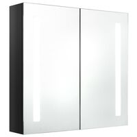 vidaXL LED Bathroom Mirror Cabinet Shining Black 24.4"x5.5"x23.6"