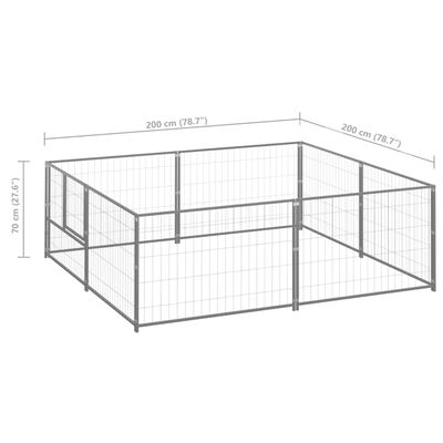 vidaXL Dog Kennel Silver 43.1 ft² Steel