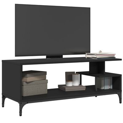 vidaXL TV Stand Black 40.2"x15.7"x16.1" Engineered Wood and Powder-coated Steel