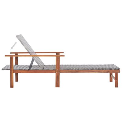 vidaXL Sun Lounger Poly Rattan and Solid Acacia Wood Gray