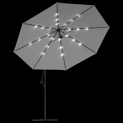 vidaXL Cantilever Umbrella with LED Lights and Metal Pole 137.8" Sand