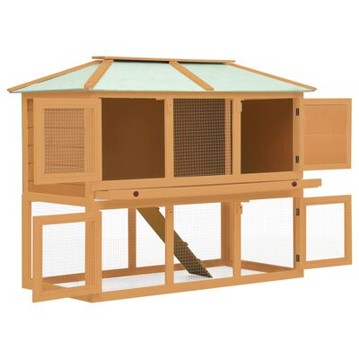 vidaXL Animal Rabbit Cage Double Floor Solid Fir Wood