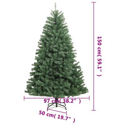 vidaXL Artificial Hinged Christmas Tree 150 LEDs & Ball Set 59.1"