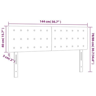 vidaXL LED Headboard Light Gray 56.7"x2"x30.7"/34.6" Velvet