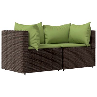 vidaXL 3 Piece Patio Lounge Set with Cushions Brown Poly Rattan