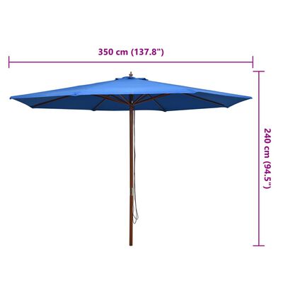 vidaXL Garden Parasol with Wooden Pole 137.8" Blue