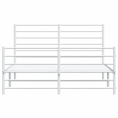 vidaXL Metal Bed Frame without Mattress with Footboard White 59.1"x78.7"