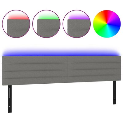 vidaXL LED Headboard Dark Gray 70.9"x2"x30.7"/34.6" Fabric