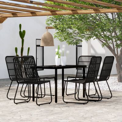 vidaXL 7 Piece Patio Dining Set Black