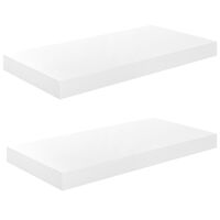 vidaXL Floating Wall Shelves 2 pcs High Gloss White 19.7"x9.1"x1.5" MDF