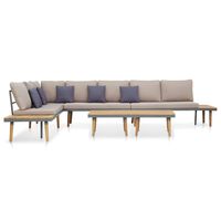 vidaXL 7-Seater Patio Lounge Set with Cushions Solid Acacia Wood Brown