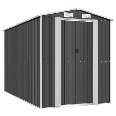 vidaXL Garden Shed Anthracite 75.6"x140.6"x87.8" Galvanized Steel