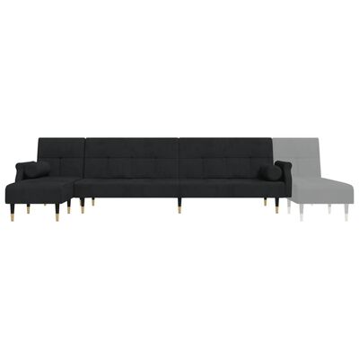 vidaXL L-shaped Sofa Bed Black 106.7"x55.1"x27.6" Velvet