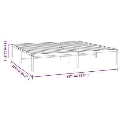 vidaXL Metal Bed Frame without Mattress Black 72"x83.9"