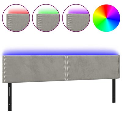 vidaXL LED Headboard Light Gray 78.7"x2"x30.7"/34.6" Velvet