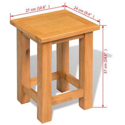 vidaXL End Table Solid Oak Wood 10.6"x9.4"x14.6"