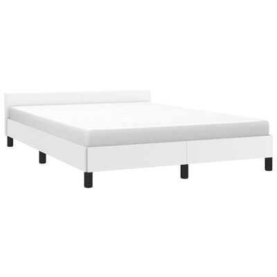 vidaXL Bed Frame with Headboard White 59.8"x79.9" Queen Faux Leather