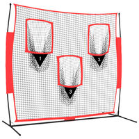 vidaXL Portable Baseball Net Black and Red 72"x41.3"x72" Polyester