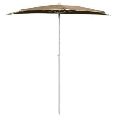 vidaXL Garden Half Parasol with Pole 70.9"x35.4" Taupe