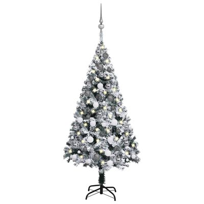 vidaXL Artificial Pre-lit Christmas Tree with Ball Set Green 47.2"