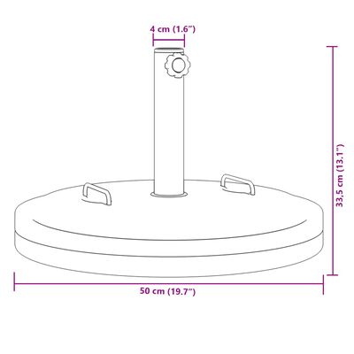 vidaXL Parasol Base with Handles for Ø1.5"/1.9" Poles 55.1 lb Round