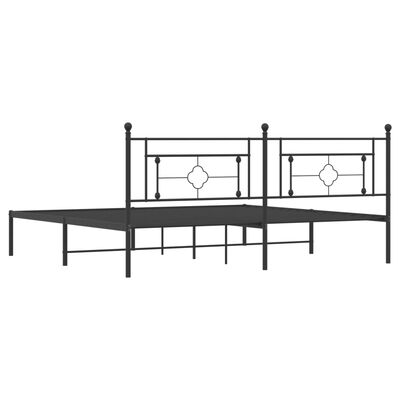 vidaXL Metal Bed Frame without Mattress with Headboard Black 76"x79.9"