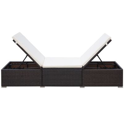 vidaXL Sun Lounger with Cushion Poly Rattan Brown