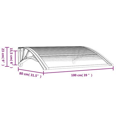 vidaXL Door Canopy Black and Transparent 39.4"x29.5" Polycarbonate