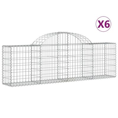 vidaXL Arched Gabion Baskets 6 pcs 78.7"x11.8"x23.6"/31.5" Galvanized Iron