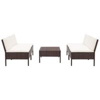 vidaXL 5 Piece Patio Sofa Set with Cushions Poly Rattan Brown