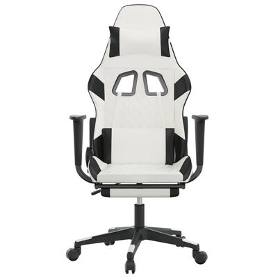 Leather Massage Gaming Faux vidaXL White&Black Chair Footrest with