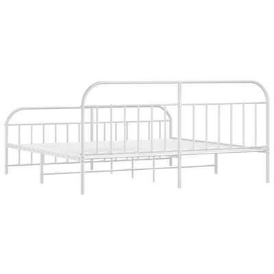 vidaXL Metal Bed Frame without Mattress with Footboard White 76"x79.9"