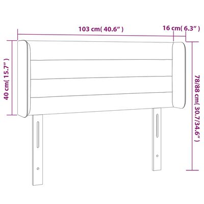 vidaXL LED Headboard Light Gray 40.6"x6.3"x30.7"/34.6" Fabric