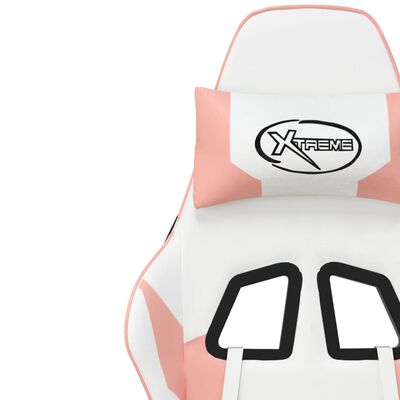 vidaXL Gaming Chair with Footrest White and Pink Faux Leather