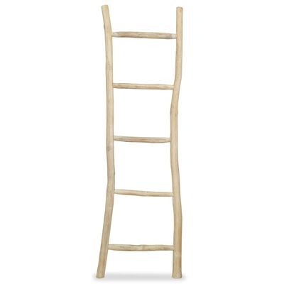 vidaXL Towel Ladder with 5 Rungs Teak 17.7"x59" Natural