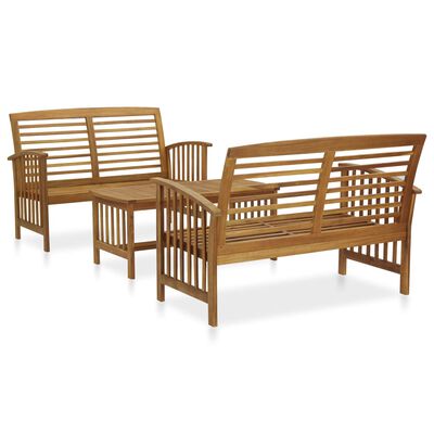 vidaXL 3 Piece Patio Lounge Set Solid Acacia Wood