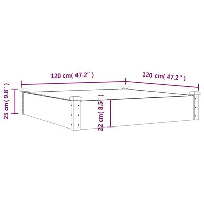 vidaXL Garden Raised Bed with Liner Brown 47.2"x47.2"x9.8" Solid Wood Fir